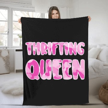 Discover Thrifting Queen pink camo Fleece Blankets
