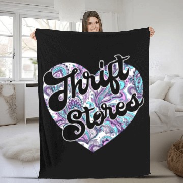 Discover Thrift Stores paisley heart Fleece Blankets
