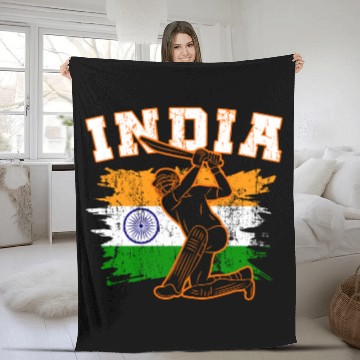 Discover India Flag Indian Cricket Jersey Fans Player Coach Fleece Blankets