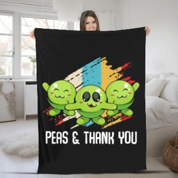 Discover Peas Peas Thank You Cute Vegan Pun Fleece Blankets