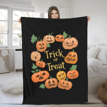 Discover Trick Or Treat Pumpkins Fleece Blankets