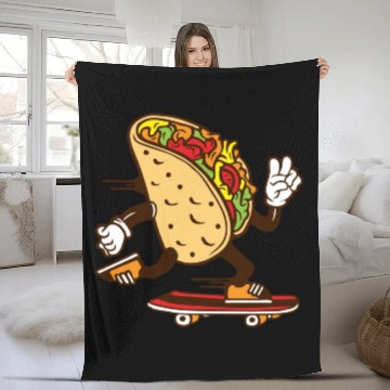 Discover Tacos Funny Cute Taco Lover Cool Skateboarding Fleece Blankets
