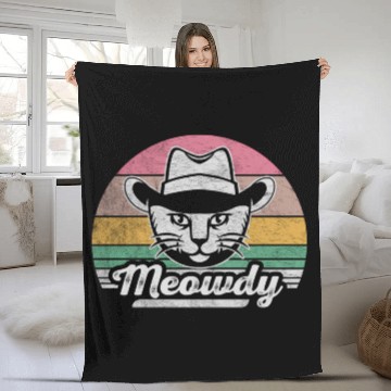 Discover Mashup Between Meow And Howdy Cat Meme Cat Fleece Blankets