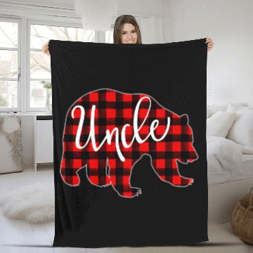Discover Red Plaid Uncle Bear Family Eve Buffalo Fleece Blankets