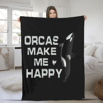 Discover Orcas Make Me Happy Killer Whale Fleece Blankets