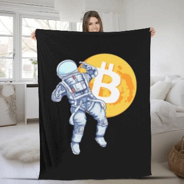 Discover Bitcoin Coin-Crypto Astronaut Fleece Blankets