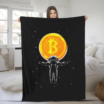 Discover Bitcoin Coin-Crypto Astronaut Fleece Blankets