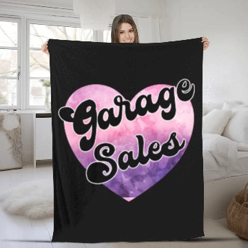 Discover Garage Sales purple pink watercolor heart Fleece Blankets