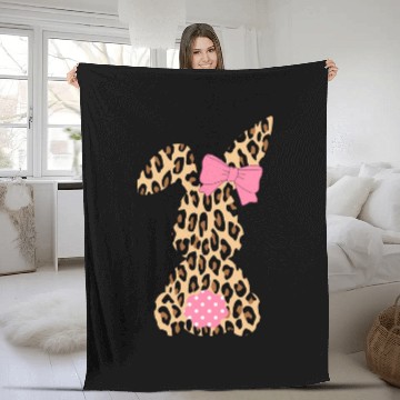 Discover Easter Leopard Plaid Buffalo Rabbit Easter Day Fleece Blankets