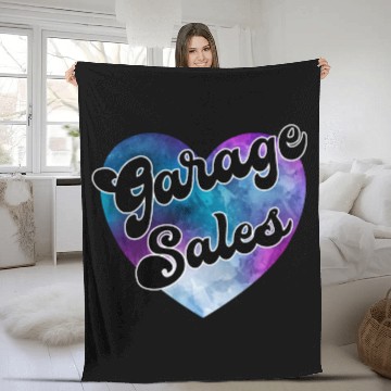 Discover Garage Sales purple blue watercolor heart Fleece Blankets