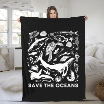 Discover Save The Oceans-Whale Turtle Orca Climate Change-S Fleece Blankets