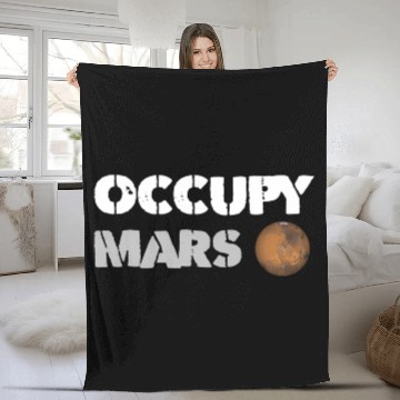 Discover Occupy Mars Replica Science Space Nerd Genius Fleece Blankets