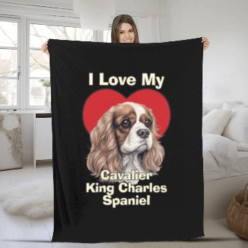 Discover I Love My Cavalier King Charles Spaniel Puppy Dog Fleece Blankets