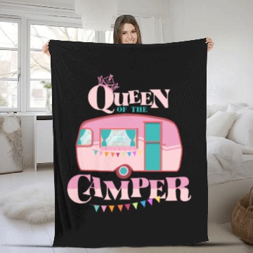 Discover Queen Of The Camper Camping Fleece Blankets