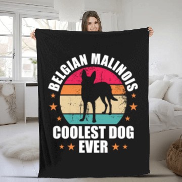 Discover Belgian Malinois Coolest Dog Ever Retro Vintage Fleece Blankets
