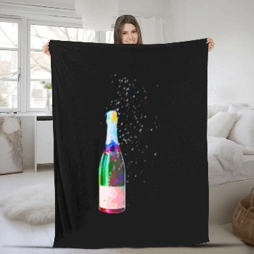 Discover Champagne Bottle Sparks Fleece Blankets