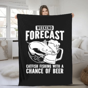 Discover Catfish Fishing Beer Weekend Forecast Fisher Catfi Fleece Blankets