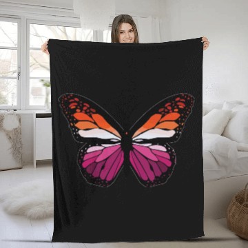 Discover Lesbian Monarch Butterfly Sticker Fleece Blankets