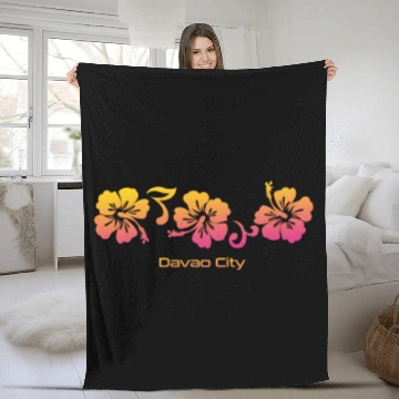 Discover Davao City Philippines Hibiscus Souvenir Vacation Fleece Blankets