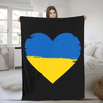 Discover Ukraine Flag Ukrainian Heart Fleece Blankets
