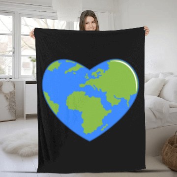 Discover Earth Day World Map as Love Heart Fleece Blankets