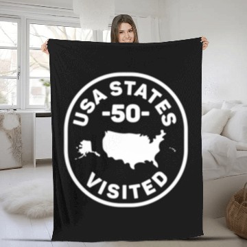 Discover All 50 Us States Visited Fleece Blankets