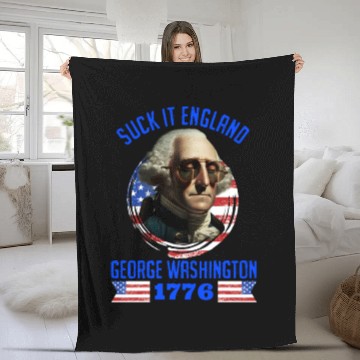 Discover George Washington 1776 Suck it England USA Fleece Blankets