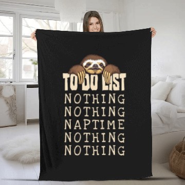 Discover Funny Lazy Sloth Nothing To Do List Daily Nap Fleece Blankets