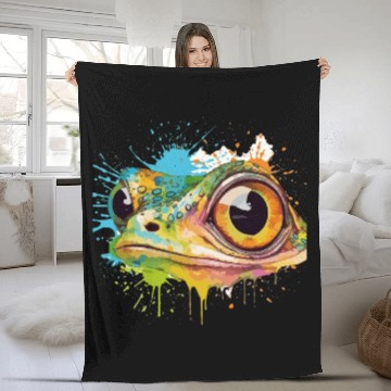 Discover Colorful Leap - Watercolor Style Frog Art Fleece Blankets