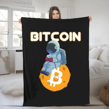 Discover Bitcoin Coin-Crypto Astronaut Fleece Blankets