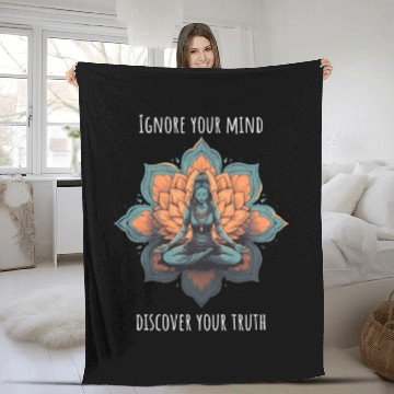 Discover Women's Yoga Meditation Lotus Design Fleece Blankets