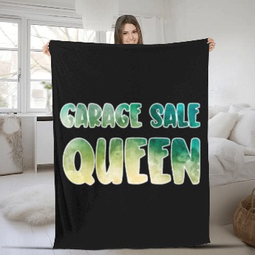 Discover Garage Sale Queen green yellow watercolor Fleece Blankets