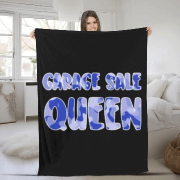 Discover Garage Sale Queen blue camo Fleece Blankets