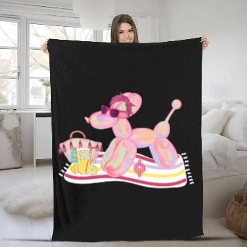 Discover Summer Pink Balloon Dog Fleece Blankets