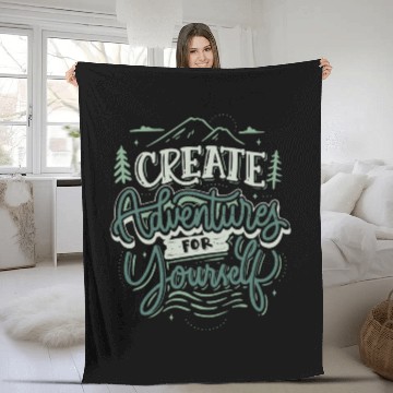 Discover Black Adventures Fleece Blankets