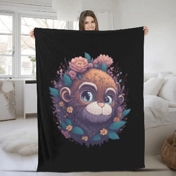 Discover Monkey lovers gift - monkey painting Fleece Blankets
