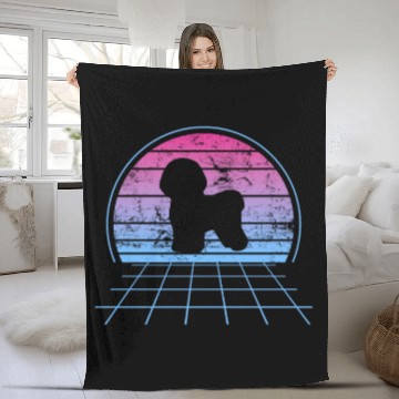 Discover Bichon Frise Silhouette Retro Vintage Fleece Blankets