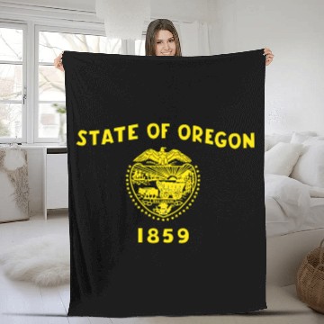 Discover Blue Oregon Flag State Usa Fleece Blankets