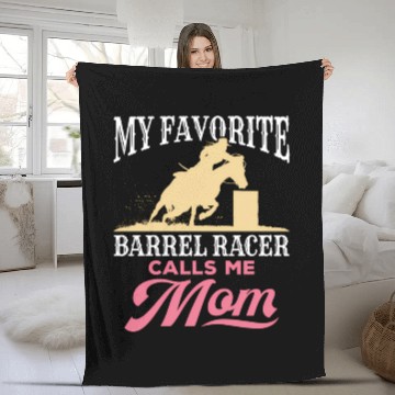 Discover Barrel Racing Mom Horse Favorite Barrel Racer Moth Fleece Blankets