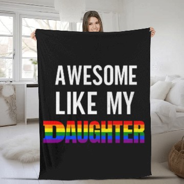 Discover Awesome Like My Daughter Pride Rainbow flag Fleece Blankets