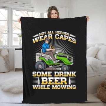 Discover Lawn Mowing Lawn Mower Gardener Gardening Beer Fleece Blankets