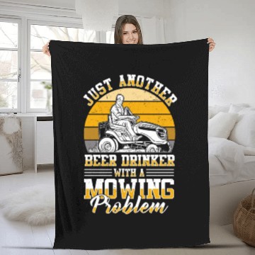 Discover Lawn Mowing Lawn Mower Gardener Gardening Beer Fleece Blankets