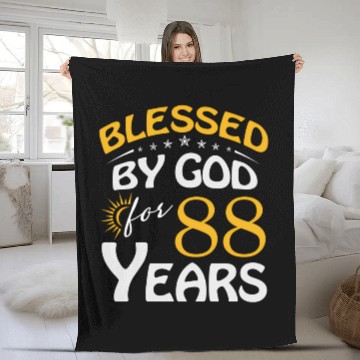Discover Vintage Blessed By God For 88 Years Old Happy 88Th Fleece Blankets