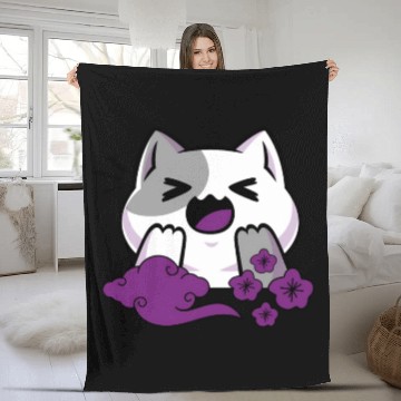Discover Asexual Subtle Ace Pride Anime And Cat Japanese Fleece Blankets