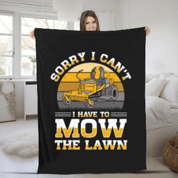 Discover Lawn Mowing Lawn Mower Gardener Gardening Fleece Blankets