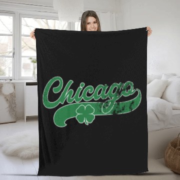 Discover Chicago Shamrock St Patrick'S Day Saint Paddy'S Fleece Blankets