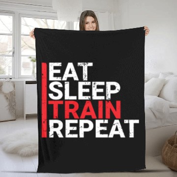 Discover Eat Sleep Train Repeat Fleece Blankets