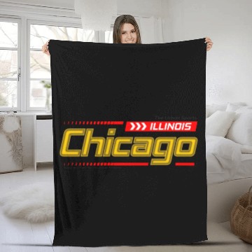 Discover Chicago sports design style gold typeface Fleece Blankets