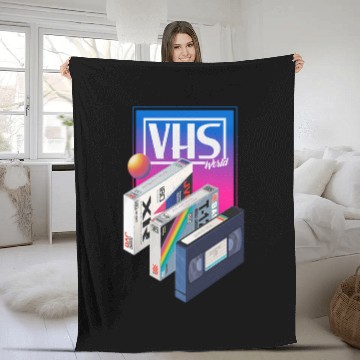 Discover 80s T ShirtVHS world Fleece Blankets by Mr Melville