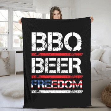 Discover BBQ Beer Freedom Independence Day USA Party Fan Fleece Blankets